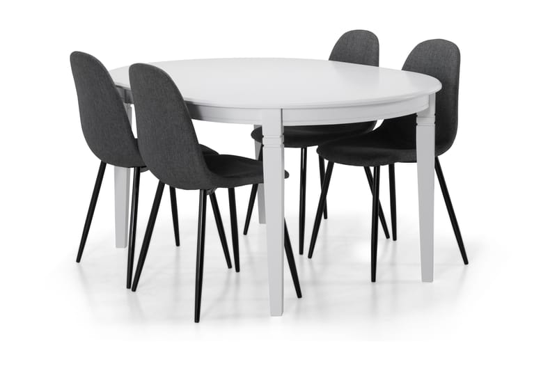 Läckö Forlengningsbart Spisebord 150 cm Ovalt - Hvit/Svart - Møbler - Bord - Spisegrupper