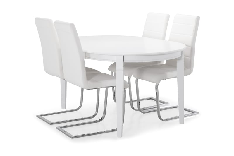 Läckö Spisebord med 4 Cibus stoler - Hvit - Møbler - Bord - Spisegrupper