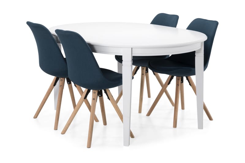 Läckö Spisebord med 4 Forum stoler - Hvit/Blå - Møbler - Bord - Spisegrupper