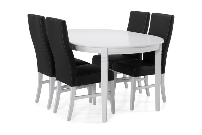 Läckö Spisebord med 4 Mazzi stoler - Hvit/Svart - Møbler - Bord - Spisegrupper