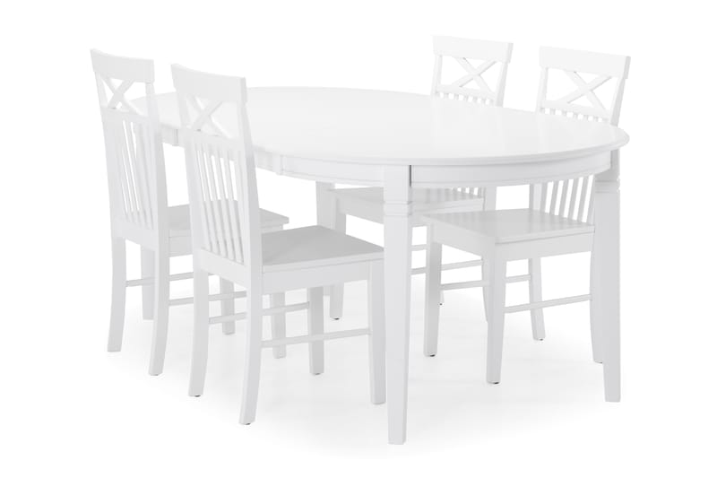 Läckö Spisebord med 4 Michigan stoler - Hvit - Møbler - Bord - Spisegrupper