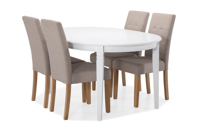 Läckö Spisebord med 4 Viktor stoler - Beige/Eik - Møbler - Bord - Spisegrupper