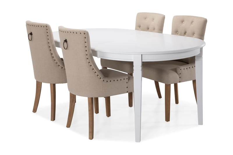 Läckö Spisebord med 4 Viktoria stoler - Beige - Møbler - Bord - Spisegrupper