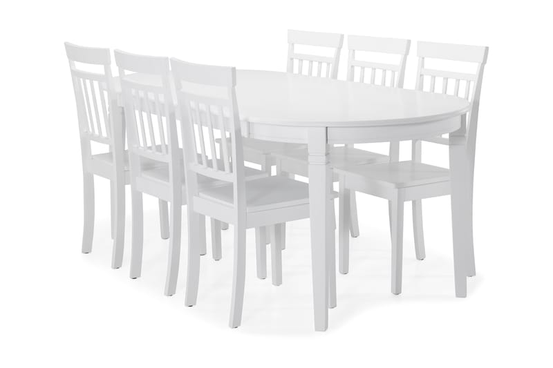 Läckö Spisebord med 6 Hudson stoler - Hvit - Møbler - Bord - Spisegrupper