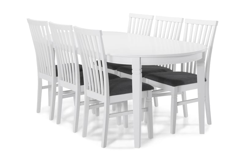 Läckö Spisebord med 6 Läckö stoler - Hvit/Grå - Møbler - Bord - Spisegrupper