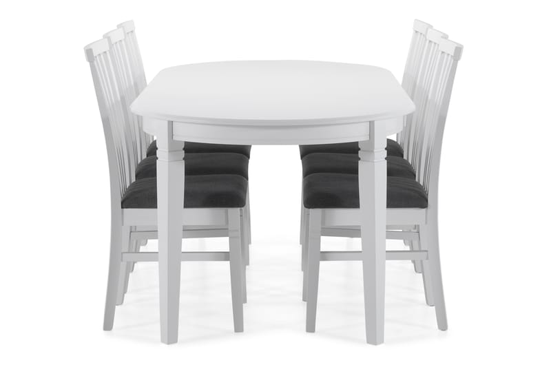 Läckö Spisebord med 6 Läckö stoler - Hvit/Grå - Møbler - Bord - Spisegrupper
