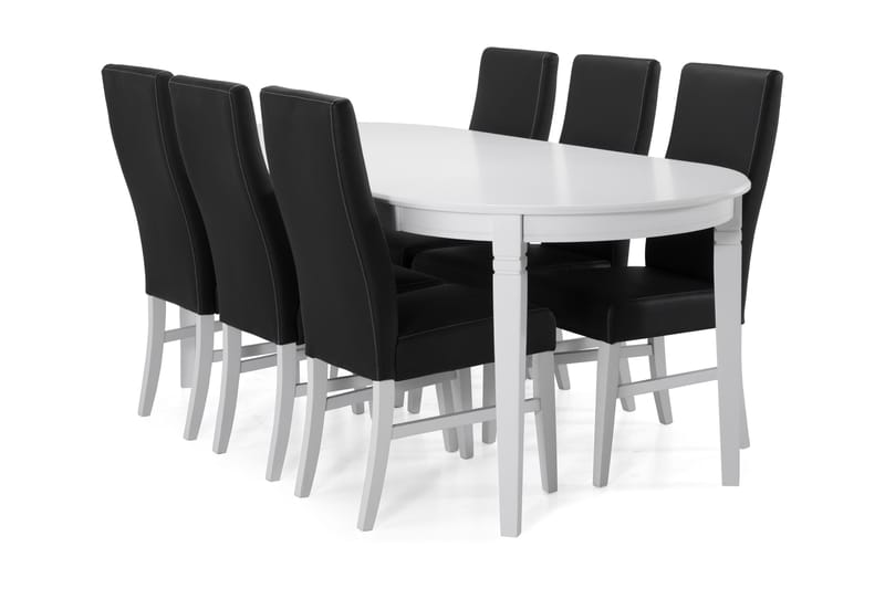 Läckö Spisebord med 6 Mazzi stoler - Hvit/Svart - Møbler - Bord - Spisegrupper