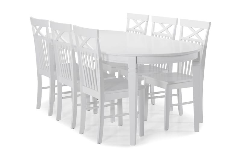 Läckö Spisebord med 6 Michigan stoler - Hvit - Møbler - Stoler & lenestoler - Spisestuestoler & kjøkkenstoler