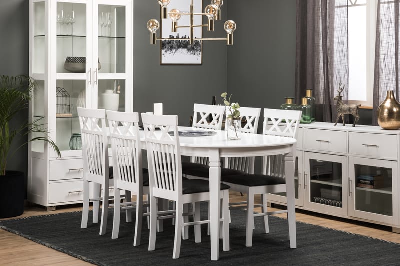 Läckö Spisebord med 6 Rebecka stoler - Hvit - Møbler - Bord - Spisegrupper