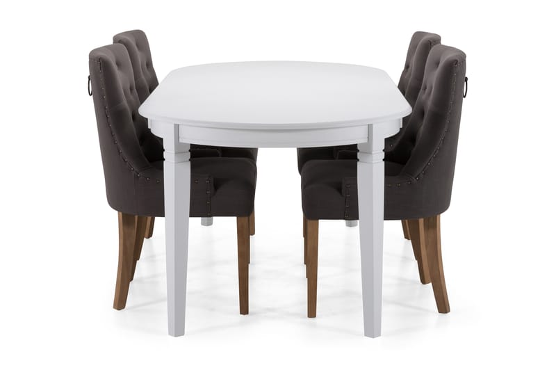 Läckö Spisebord med 6 Viktoria stoler - Grå/hvit - Møbler - Bord - Spisegrupper