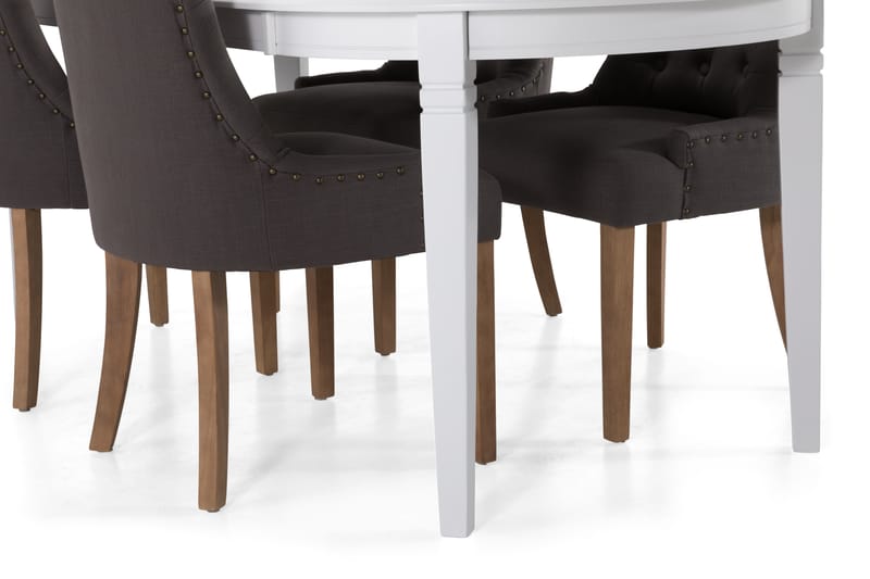 Läckö Spisebord med 6 Viktoria stoler - Grå/hvit - Møbler - Bord - Spisegrupper