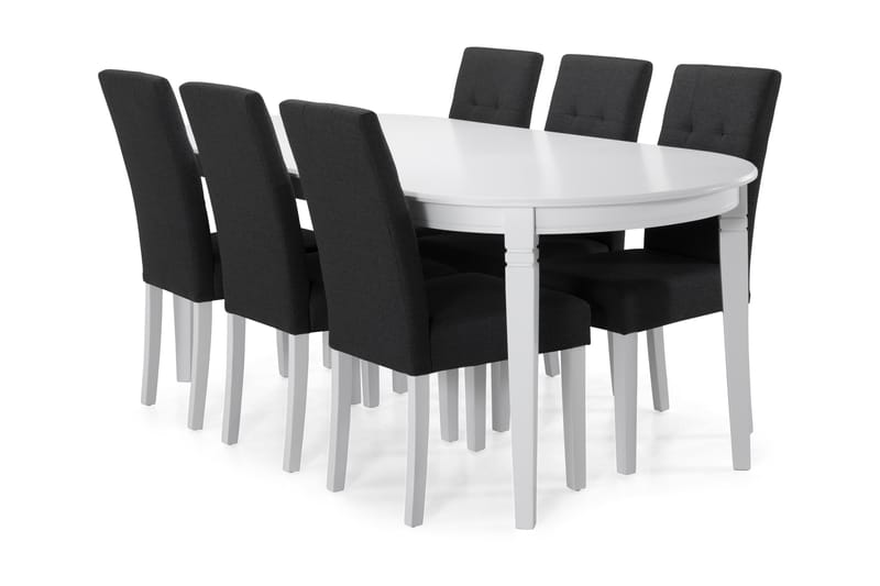 Läckö Spisegruppe med 6 Viktor stoler - Mørkegrå/Hvit - Møbler - Stoler & lenestoler - Lenestoler - Lenestol med fotskammel