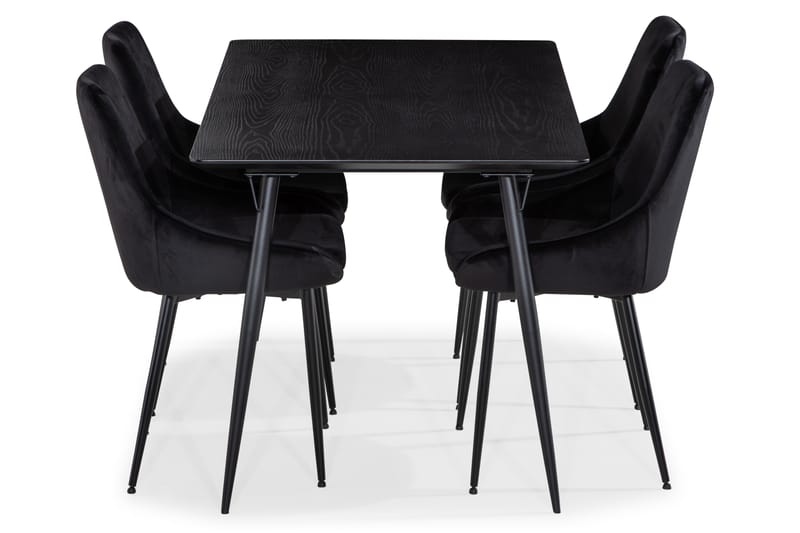 Lilo Spisebord 140 cm med 4 Alsarp KjøkkenStoler - Svart - Møbler - Bord - Spisegrupper