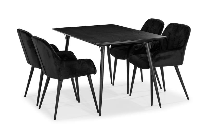 Lilo Spisebord 140 cm med 4 Giovanni KjøkkenStoler Fløyel - Møbler - Bord - Spisegrupper