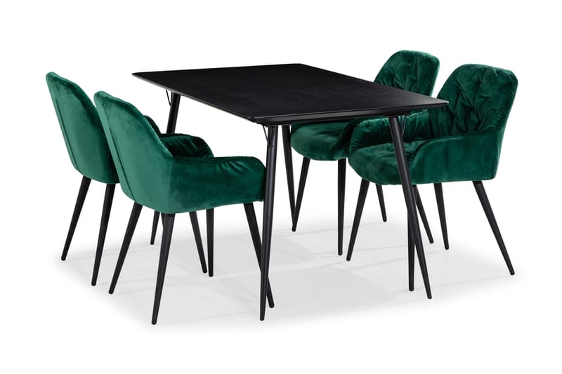 Lilo Spisebord 140 cm med 4 Giovanni KjøkkenStoler Fløyel - Møbler - Bord - Spisebord & kjøkkenbord