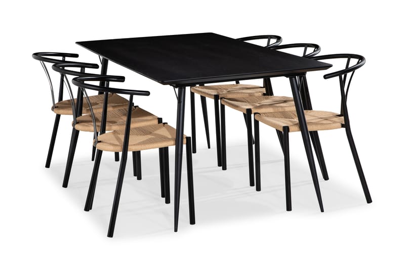 Lilo Spisebord 180 cm med 6 Elysia SpiseStoler Stål - Møbler - Stoler & lenestoler - Spisestuestoler & kjøkkenstoler