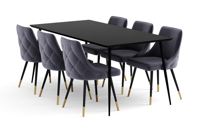 Lilo Spisebord 180 cm med 6 Filipstad Spisestol Fløyel - Møbler - Bord - Sofabord