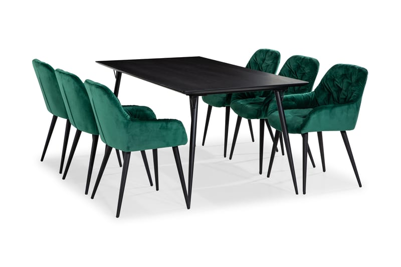 Lilo Spisebord 180 cm med 6 Giovanni KjøkkenStoler Fløyel - Møbler - Bord - Spisegrupper