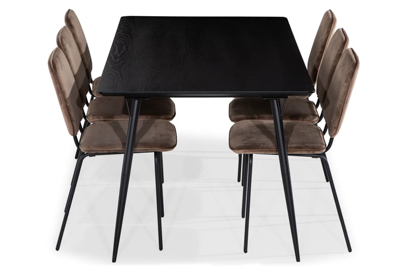 Lilo Spisebord 180 cm med 6 Idril SpiseStoler Fløyel - Møbler - Bord - Spisegrupper
