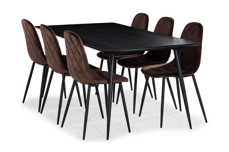 Lilo Spisebord 180 cm med 6 Nibe SpiseStoler Fløyel - Møbler - Bord - Spisegrupper