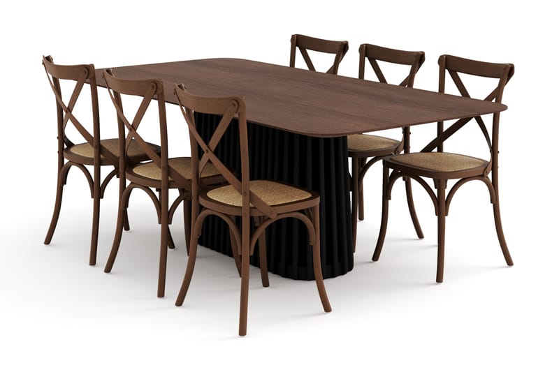 Loura Spisebord 210 cm med 6 Kalb Spisestoler - Brun/Svart - Møbler - Bord - Spisegrupper