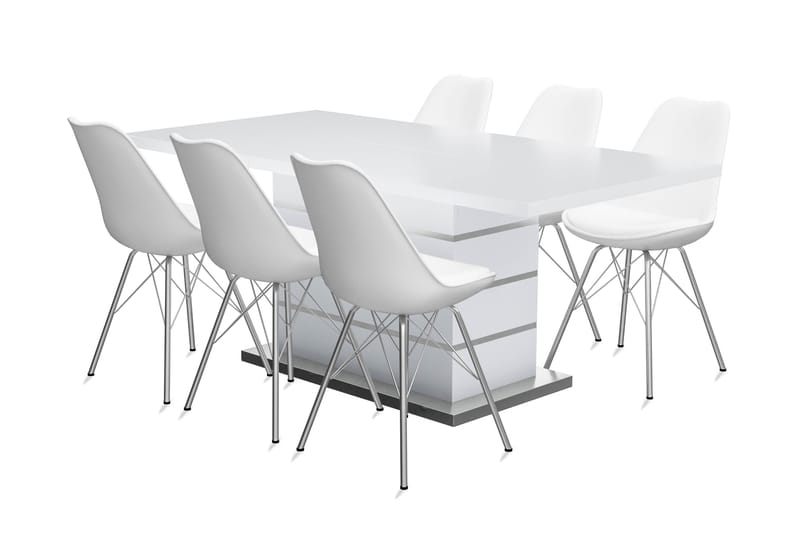 Malibu Forlengningsbart Spisebord 120 cm Med 4 Shell Spisest - Møbler - Stoler & lenestoler - Benk