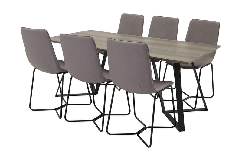 Malvina Spisebord med 6 Thella Stoler - Grå/Svart - Møbler - Sofaer - Sovesofaer