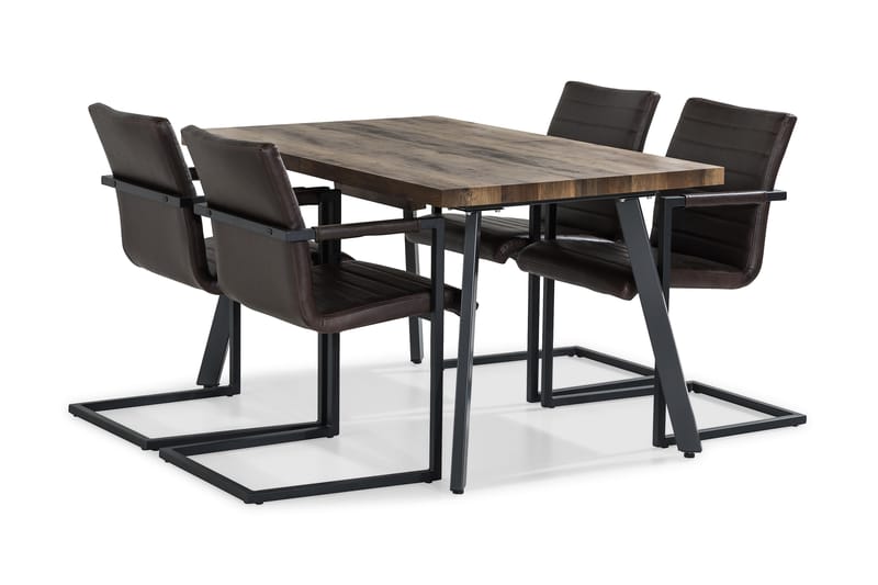 Marcelen Forlengningsbar Spisegruppe 140 cm med 4 House Stol - Brun/Mørkebrun - Møbler - Bord - Spisebord & kjøkkenbord