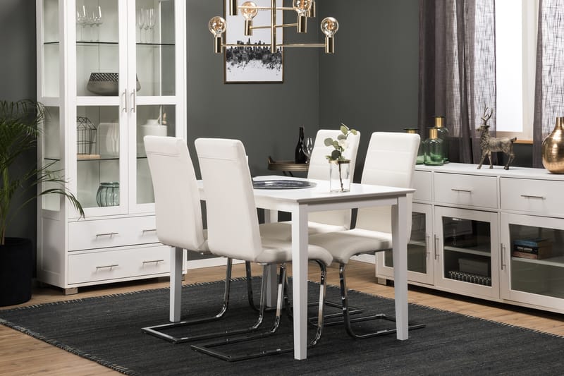Michigan Spisebord med 4 Cibus stoler - Hvit/Krom - Møbler - Bord - Spisegrupper