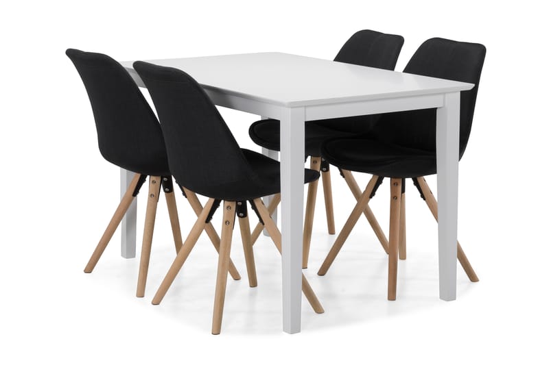 Michigan Spisebord med 4 Forum stoler - Hvit/Mørkegrå - Møbler - Bord - Spisegrupper