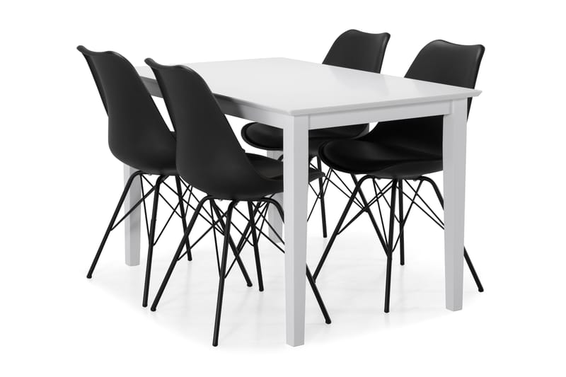 Michigan Spisebord med 4 Shell stoler - Hvit/Svart - Møbler - Bord - Spisegrupper