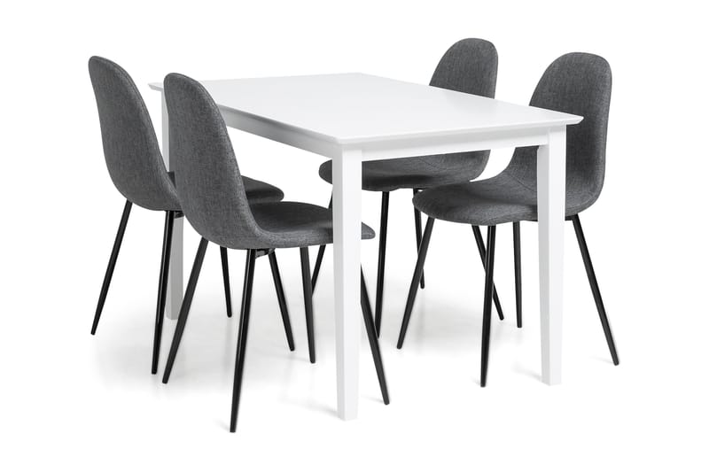 Michigan Spisegruppe 120 cm inkl 4 Nibe Stoler - Hvit/Grå/Svart - Møbler - Bord - Spisebord & kjøkkenbord