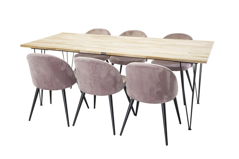 Miva Spisebord +Valerie Stol rosa/svart 6 stk. - Møbler - Bord - Spisegrupper