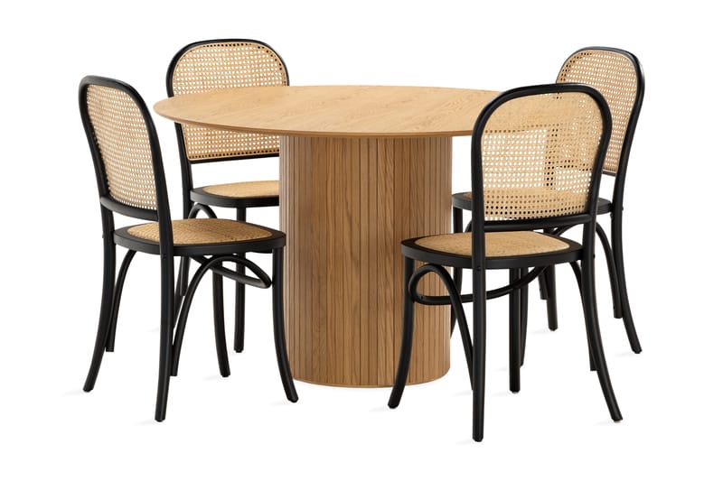 Nixrai Spisebord 120 cm med 4 Bjarshog Spisestoler - Eik - Møbler - Bord - Spisegrupper