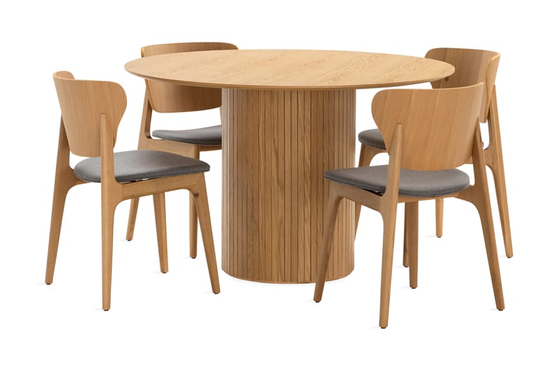 Nixrai Spisebord 120 cm med 4 Jerup Spisestoler - Eik - Møbler - Bord - Spisegrupper