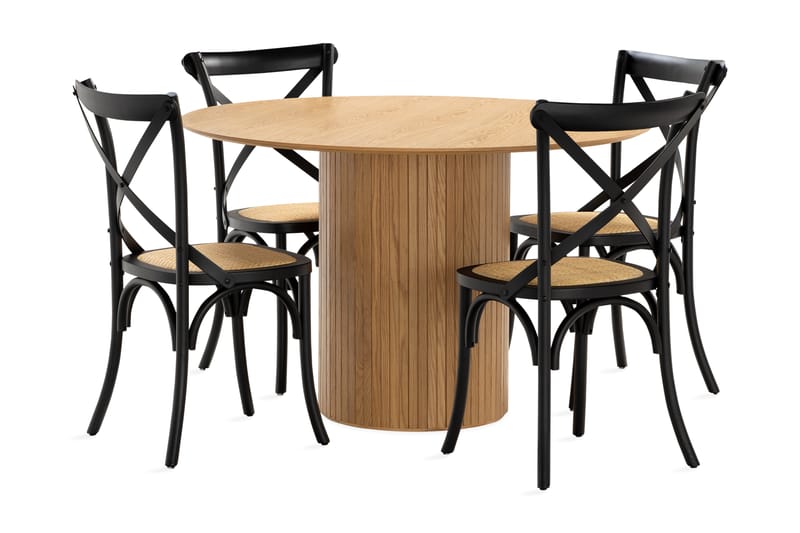 Nixrai Spisebord 120 cm med 4 Kalb Spisestoler - Eik - Møbler - Bord - Spisegrupper