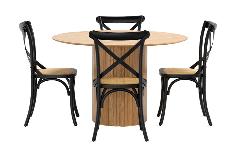 Nixrai Spisebord 120 cm med 4 Kalb Spisestoler - Eik - Møbler - Bord - Spisegrupper