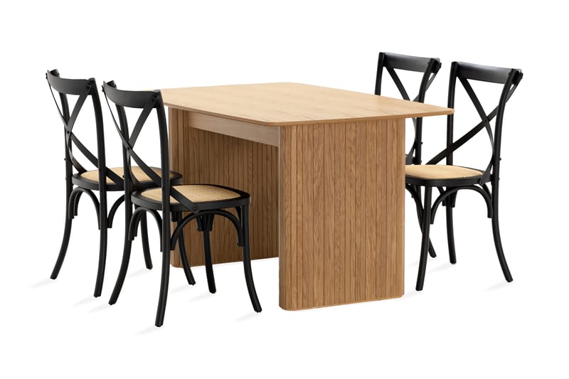 Nixrai Spisebord 140 cm med 4 Kalb Spisestoler - Eik - Møbler - Bord - Spisegrupper