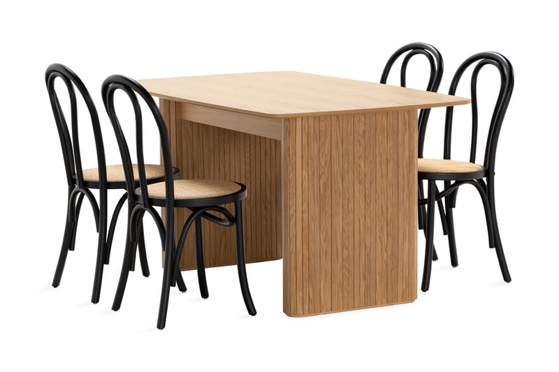 Nixrai Spisebord 140 cm med 4 Risaberga Spisestoler - Eik - Møbler - Stoler & lenestoler - Spisestuestoler & kjøkkenstoler