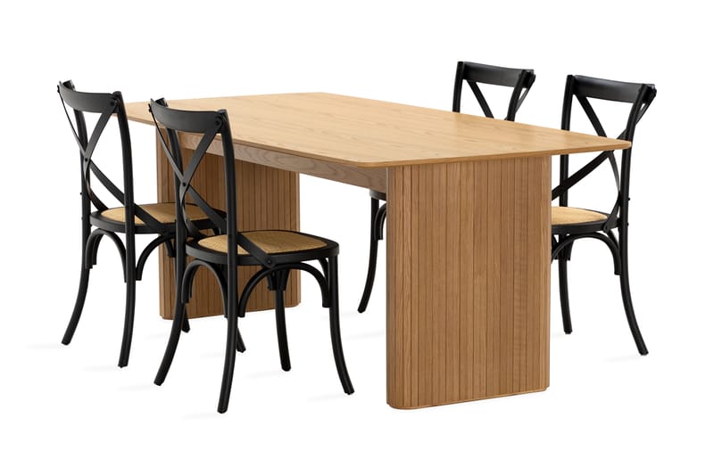 Nixrai Spisebord 200 cm med 4 Kalb Spisestoler - Eik - Møbler - Bord - Spisegrupper