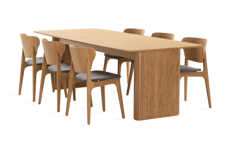 Nixrai Spisebord 240 cm med 6 Jerup Spisestoler - Eik - Møbler - Bord - Spisegrupper