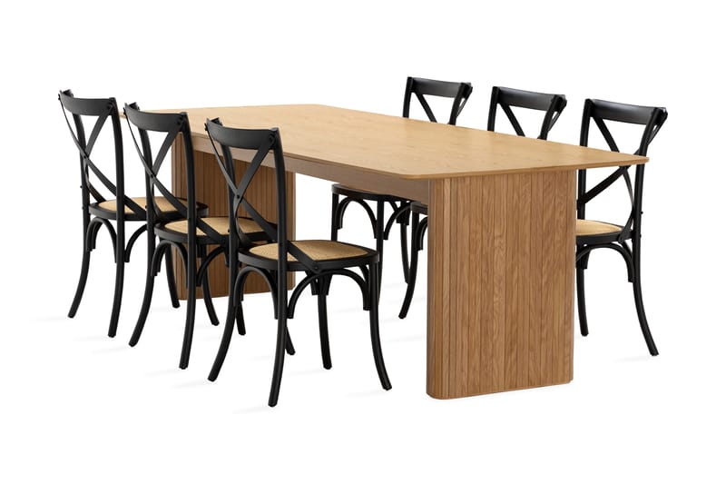 Nixrai Spisebord 240 cm med 6 Kalb Spisestoler - Eik - Møbler - Bord - Spisegrupper