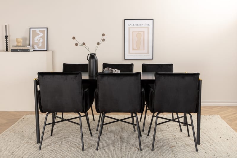 Pelle spisebord med 6 Pippi Spisestol - Møbler - Bord - Spisebord & kjøkkenbord