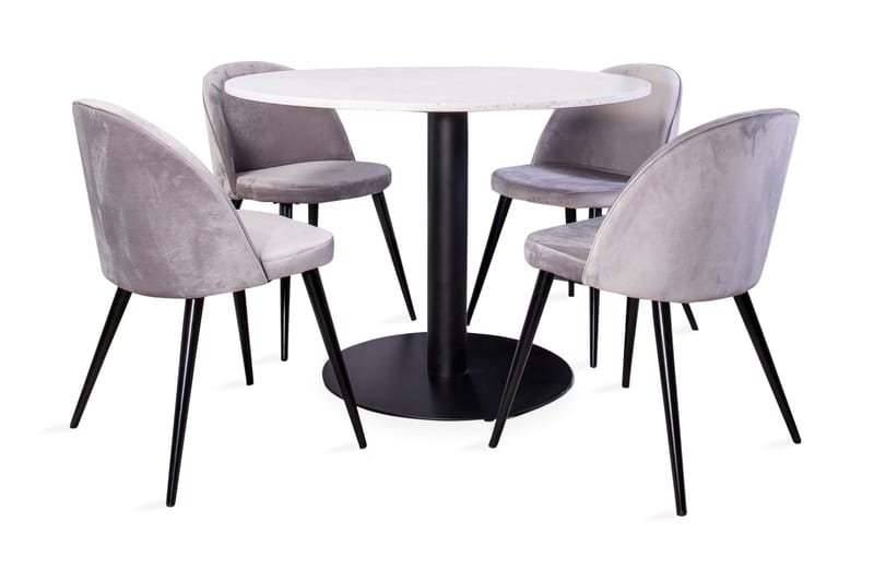 Runa Spisebord med Valerie Fløyelsstol 4 stk - Møbler - Bord - Spisegrupper