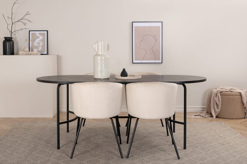 Skate ovalt spisebord med 4 Berit Spisestol - Møbler - Bord - Spisegrupper