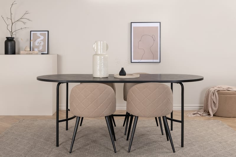 Skate ovalt spisebord med 4 Fløyel Spisestol - Møbler - Bord - Spisegrupper