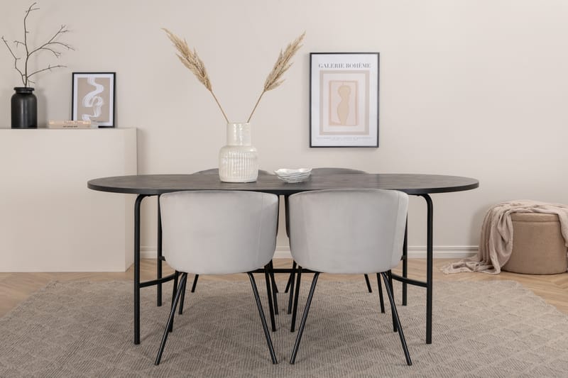 Skate ovalt Spisebord med 4stk Berit Spisestol - Møbler - Bord - Spisegrupper