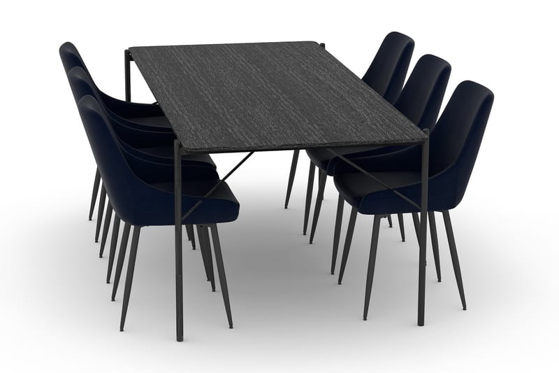 Thars Spisebord 200 cm med 6 Alsarp Kjøkkenstoler - Svart - Møbler - Bord - Spisegrupper