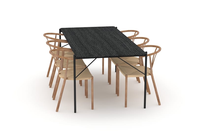Thars Spisebord 200 cm med 6 Elysia Spisestoler - Svart - Møbler - Bord - Spisegrupper