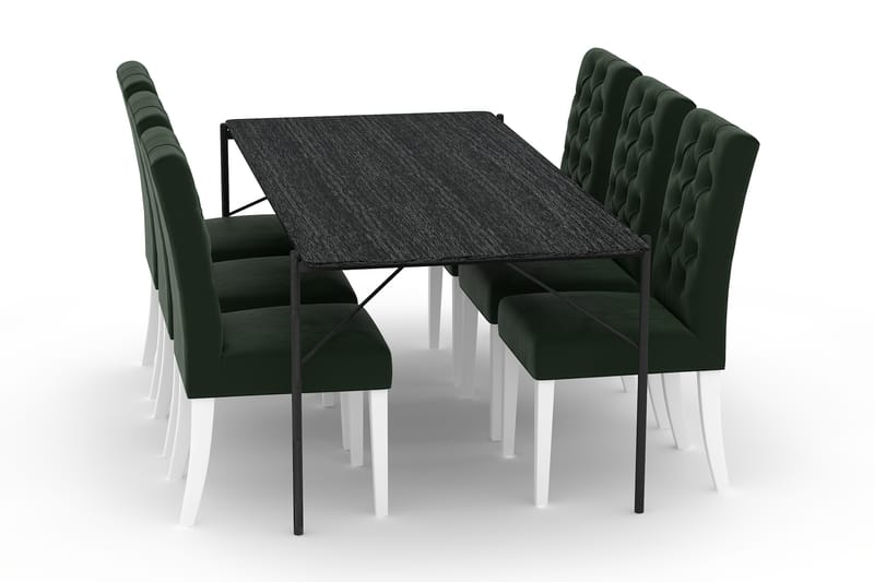 Thars Spisebord 200 cm med 6 Jenny Spisestoler Fløyel - Svart - Møbler - Bord - Spisegrupper